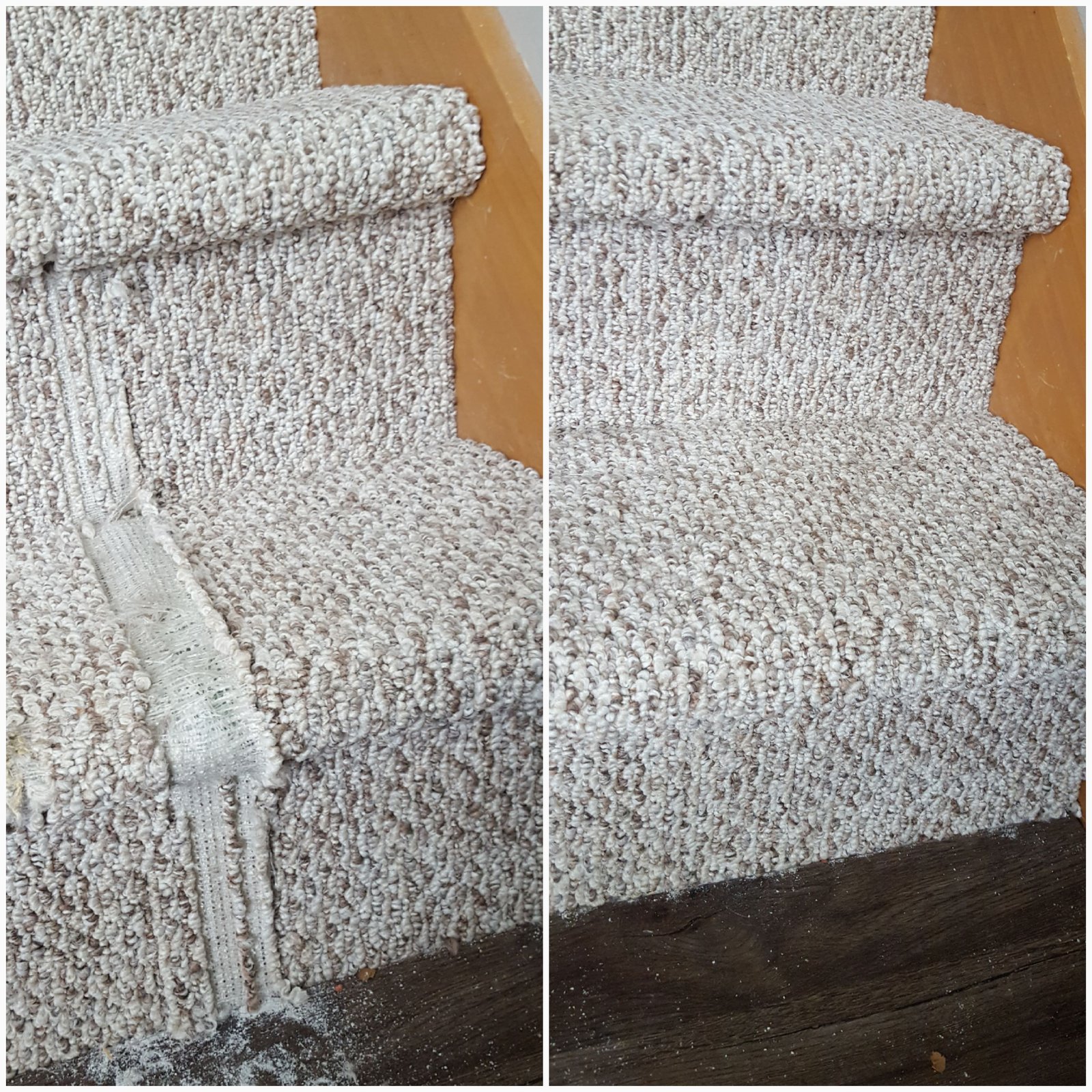 Carpet repair before and after
